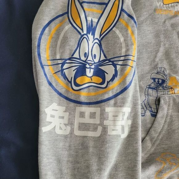 Looney‎ Toons gray Bugs Bunny Hoodie Sweatshirt - Picture 7 of 10